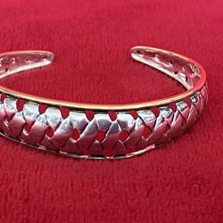 STERLING SILVER TWO TONE CUF BRACELET L ** The ONLY 1 ** More VINTAGE items Added DAILY Here 