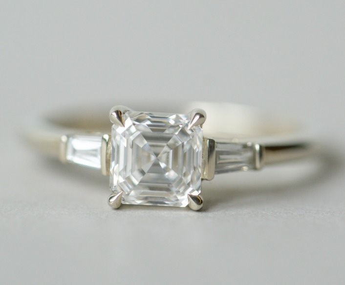 2.5ct Asscher Cut Lab Grown Diamond Engagement Ring