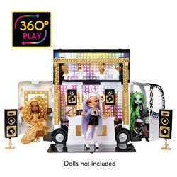 Rainbow High Rainbow Vision World Tour Bus & Stage, 4-in-1 Doll Playset with Lights, 33" Wide
