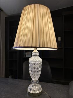 Crystal Table Lamp Set with Pleated Shade