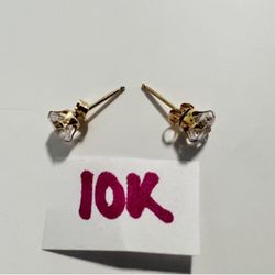 10K Solid Gold Earrings CZ Stones 