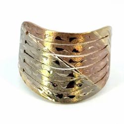 Woman’s Ladies 10k Tricolor Rose White Yellow Gold Curved Band Ring Size 8 GP3119104