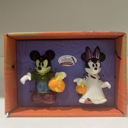 Disney Halloween Minnie And Mickey Frankenstein And Bride Salt And Pepper Shaker