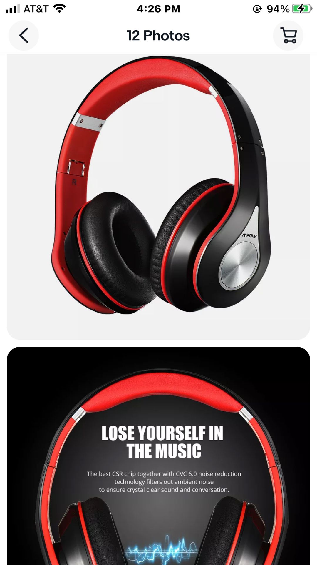 Black/red Bluetooth Headphones