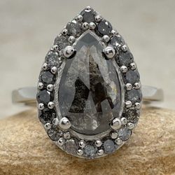 Genuine, Rare, Galaxy Diamond Ring and Wedding Band in Platinum
