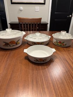 Vintage mushroom Corning Ware Casserole Dishes