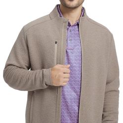Mens Winter Jacket Performance Thermal Stand Collar Full Zip Textured Insulated Casual Jacket with 5 Pockets