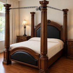 Luxury Solid Wood King Bedroom Suite – Hand-Carved Estate Collection