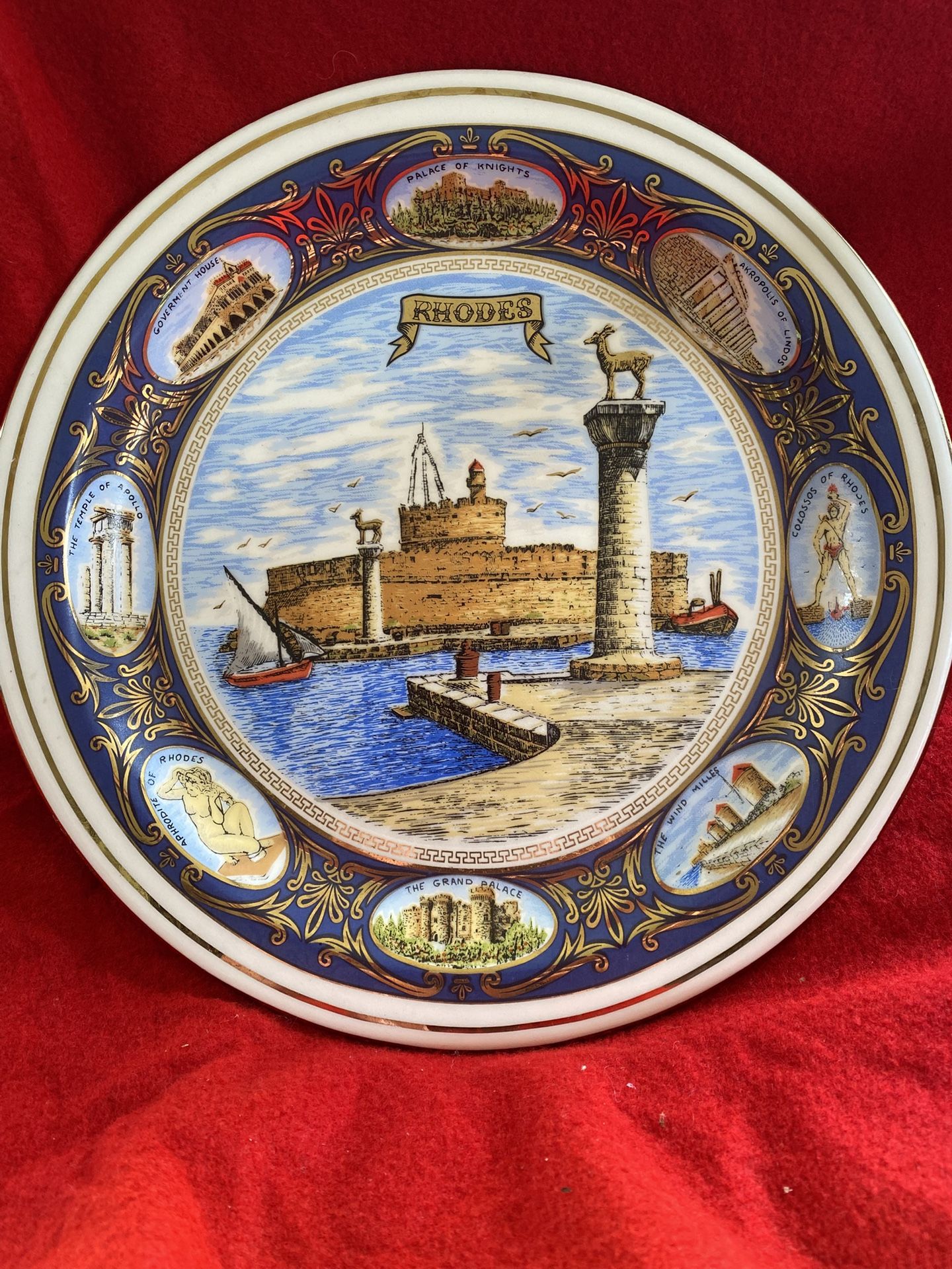 Handmade In Greece 24k Gold Rhodes Greece Greek Design Wall Hanging Plate
