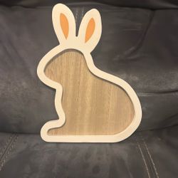 New Wood Bunny Rabbit Decorative Tray Plate Dish Easter