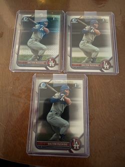 2022 bowman chrome baseball dalton rushing 1st bowman cards lot of 3 dodgers