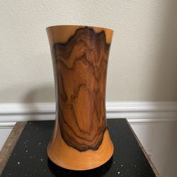 Handcrafted Olive Wood Vase 9”T