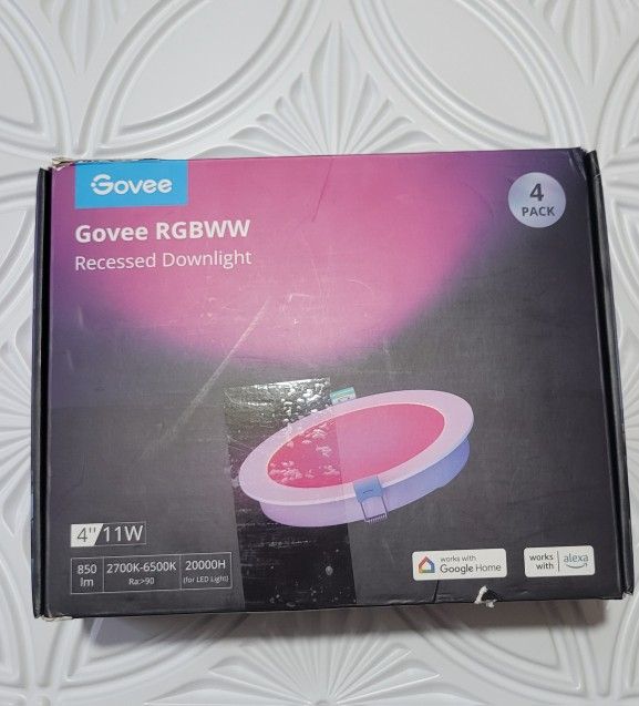 Govee RGBWW Recessed Downlight Pack 4 ( Brand New, Never Used ) For $30