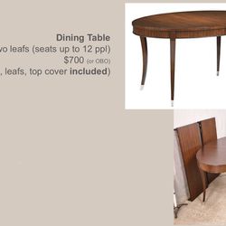 Solid Wood Dining Table & Chairs (with Leafs)