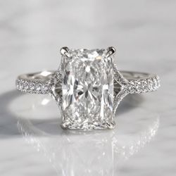 4.00 CT Radiant Lab-Grown Diamond Engagement Ring 14K White Gold