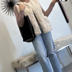 Zara Faux Fur Vest Cream Size Small