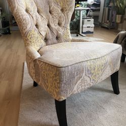 Tufted Wingback Chair And Storage Ottoman 