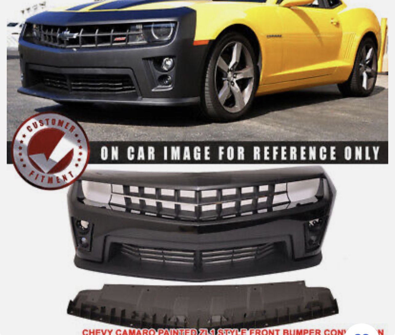10-13 Chevy Camaro ZL1 Style Front Bumper Cover Conversion Painted Black PP