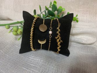 4 PC Women Charm Crystal Gold Plated Cuff Bracelet