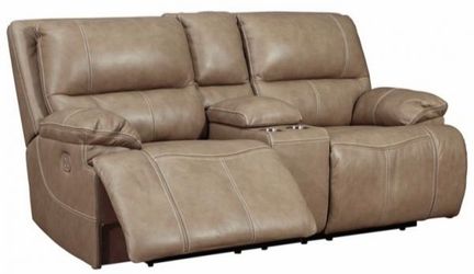Rodman Leather power reclining loveseat with console