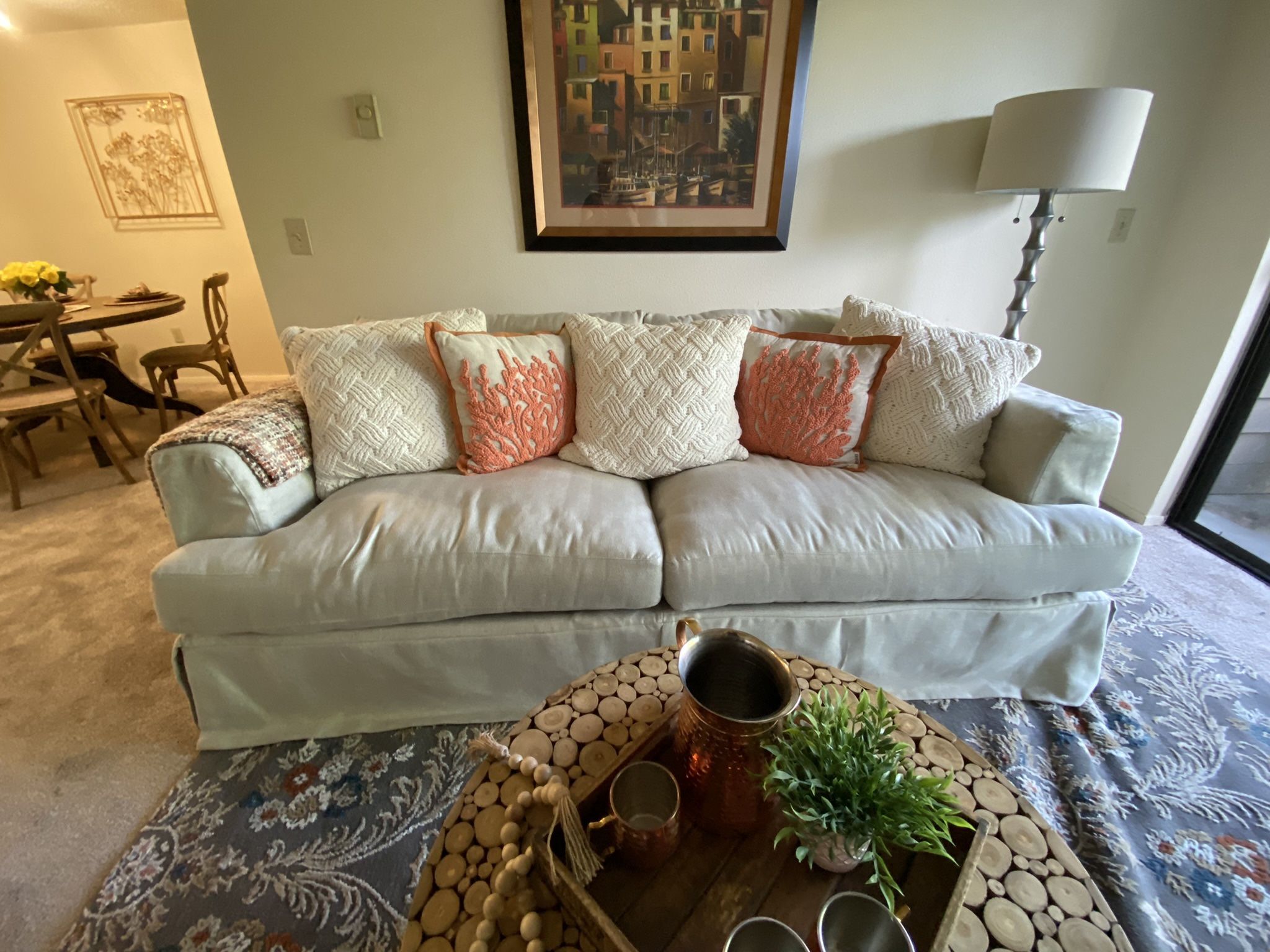 Slipcover Feather Filled Skirt Sofa