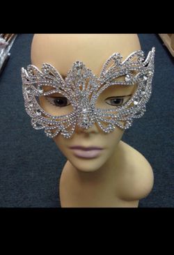 BEST SELLER! Black Rhinestone Crystal Masquerade Mask / Wedding Mask / Halloween Mask / Cake Topper / Table Setting 7" x 3''