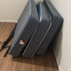 2 box springs  1 mattress and 2 rails