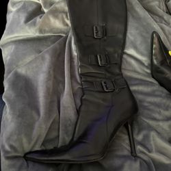 Vtg Black Aldo Leather Boots Sz 38 (8) 