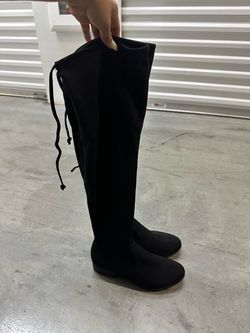 Black Suede Over-the-Knee Flat Boots