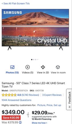 Samsung 50 In Crystal UHD TV