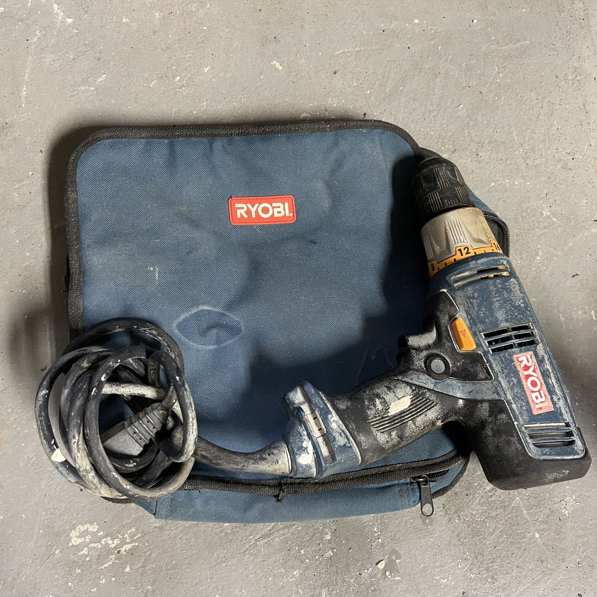 Ryobi Corded Variable Speed Reversible Drill D47C 3 8 4.5A Soft Case Tools Machinery