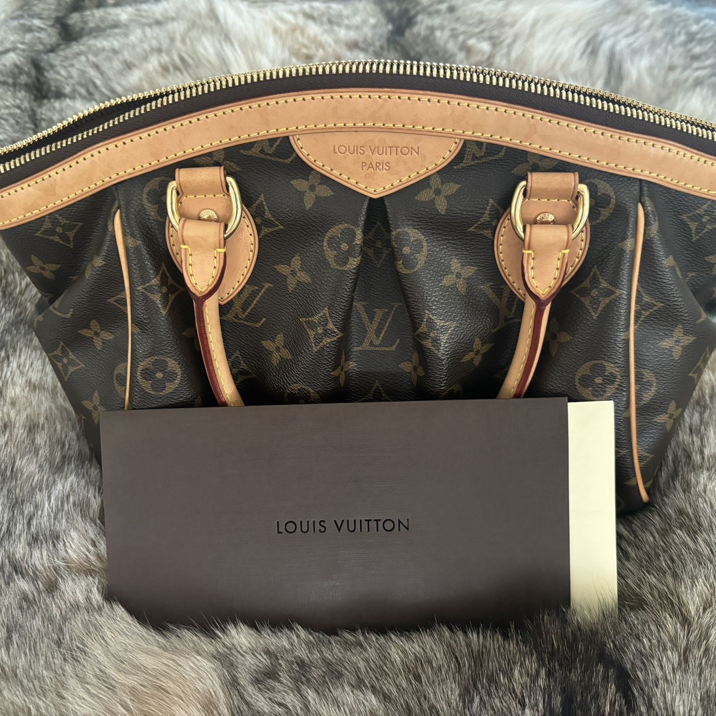 AUTHENTIC Louis Vuitton Tivoli Shoulder Bag PM Brown Canvas W/Receipt & Dust Bag