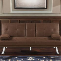 BRAND NEW
66" Brown Faux Leather Convertible Sofa Bed,By Latitude Run®