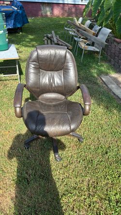 Large brown, leather office chair