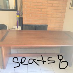 READ Ad B4 MESSAGING - ~8ft long , Large wood Mahogany with Walnut Brown finish dining TABLE ONLY, seats 8. Dinning dinner kitchen mesa coc