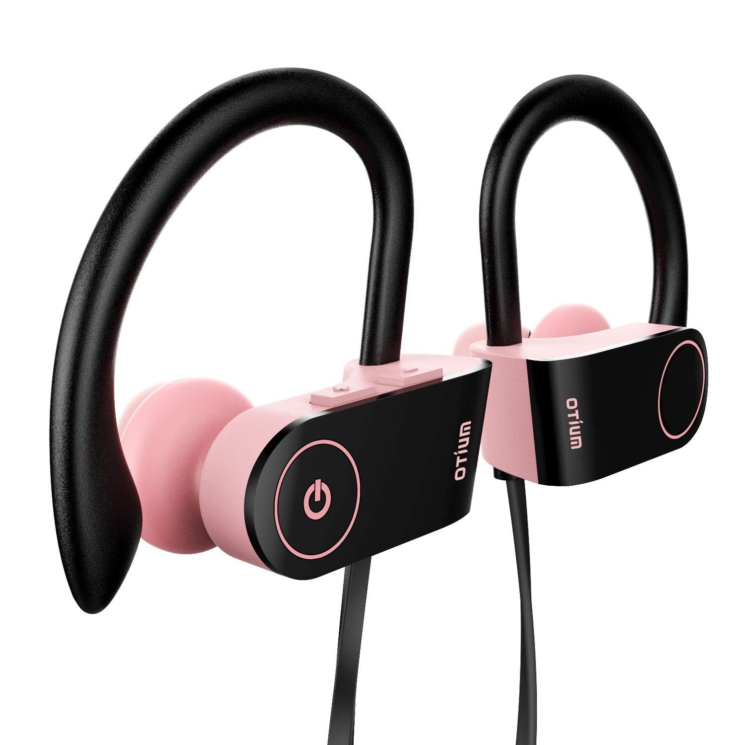 Otium Bluetooth Headphones Wireless Earbuds Stereo Bass in-Ear IPX7 Pink
