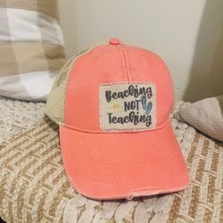 NWT Women’s ADAMS Upscale Fashion Headwear “Beaching Not Teaching” SnapBack PinkCap