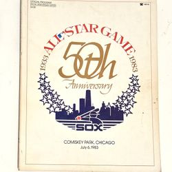 official program for the 1983 Major League Baseball (MLB) All-Star Game, which celebrated the 50th anniversary of the event. The game was held at Comi