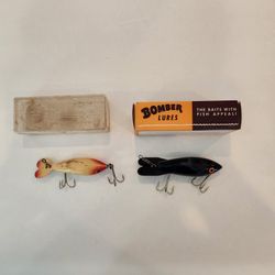 Vintage Fishing Lures,  Whopper Stopper, Bomber, original boxes