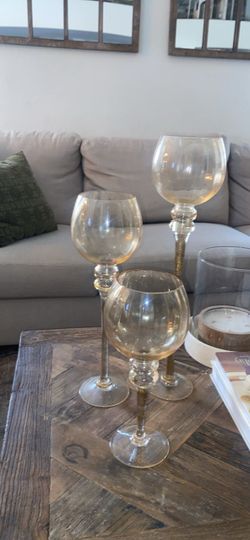 Glass hurricane candle holders