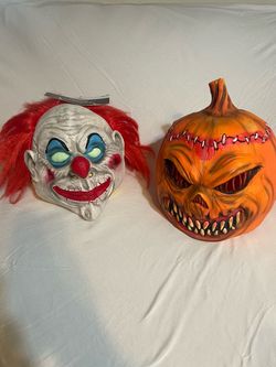 Halloween Scary Clown Mask and Pumpkin Head Mask