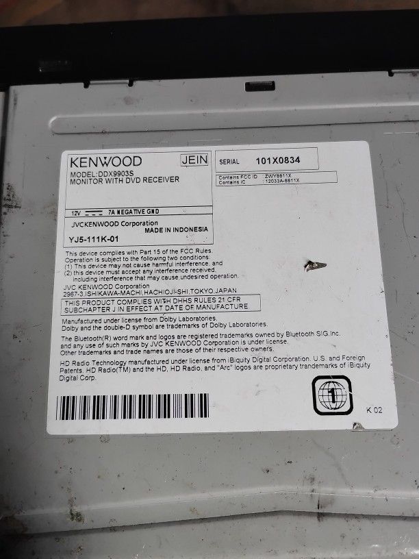 Kenwood DVD Car Receiver Player