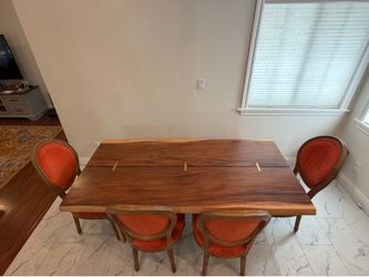 Sansur 72 Inch Live Edge Wood 6 Piece Dining Set