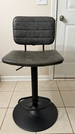 Adjustable Swivel Bar Stool with Faux Leather Seat