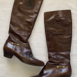 Vintage Brown Leather  Salvatore Ferragamo , Knee high Boots