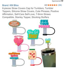KM Bliss 6-pieces Straw Covers Cap for Tumblers, Tumbler Toppers