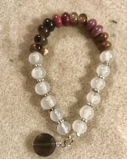Moonstone & agate gemstone bracelet