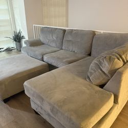 Gray suede Sectional 