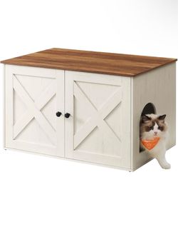 Cat Litter Box Enclosure, Litter Box Furniture Hidden with Removable Divider,