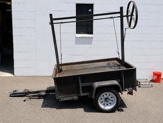 Custom Santa Maria Style BBQ Grill Trailer Steel Smoker Pit Catering Cooker Rig